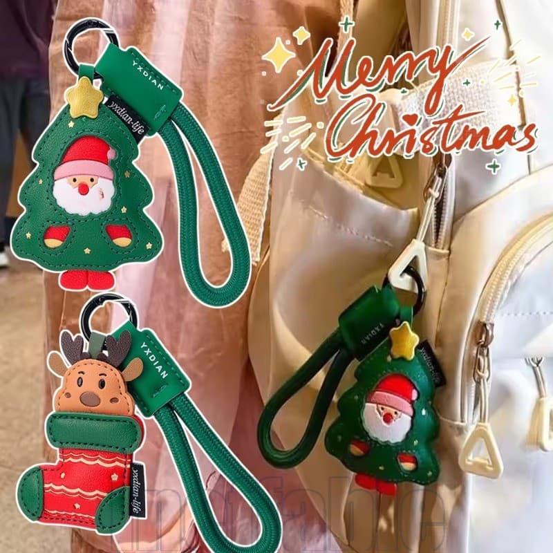 1/2 Unidades De Chaveiro De Papai Noel De Natal-Pingente Couro De Casal De Desenho Animado-Lindo Presente De Aniversário