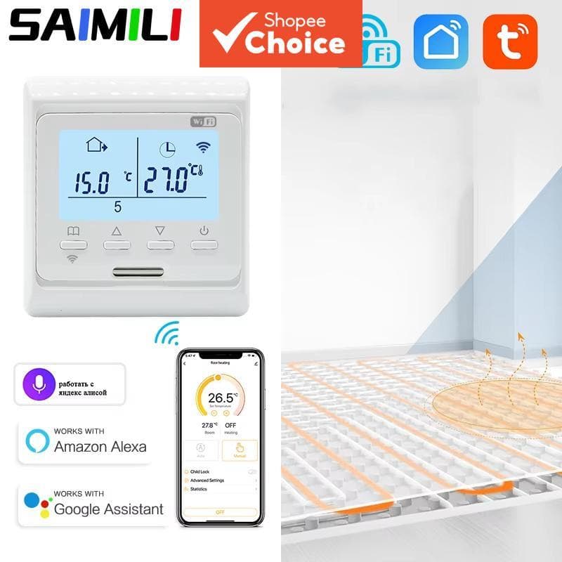 Interruptor Inteligente Saimili Para Tuya switch Termostato Aquecimento De Piso WiFi Controlador De Temperatura APP Cont