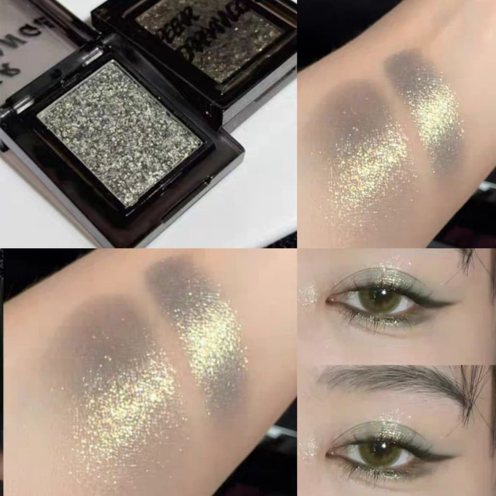 Verão fresco baixo saturado Matcha verde sombra espumante branco perolado fino Flash único destaque fumado ouro verde