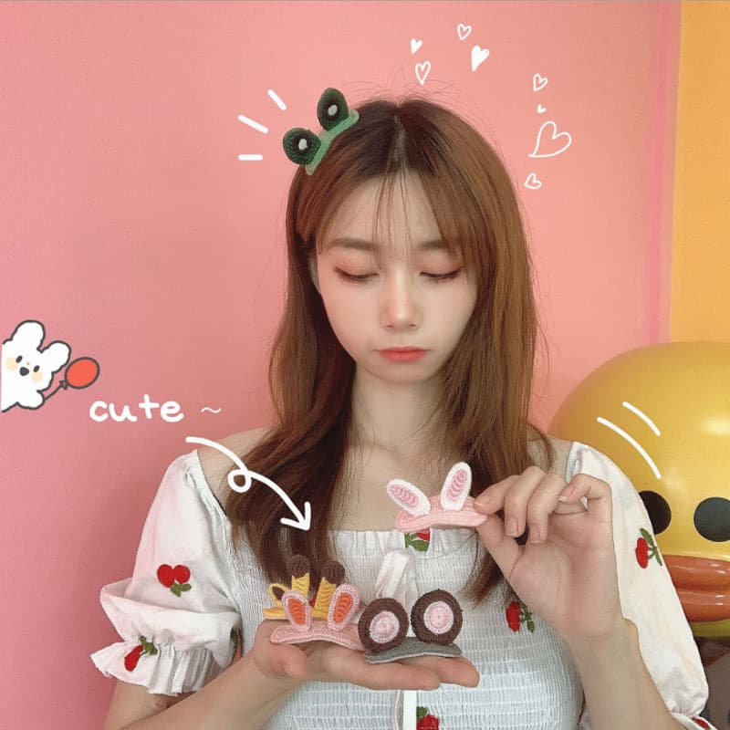 Japonês bonito menina pequeno Animal orelha grampo de cabelo franja clipe lateral INS influenciador doce anel de cabelo