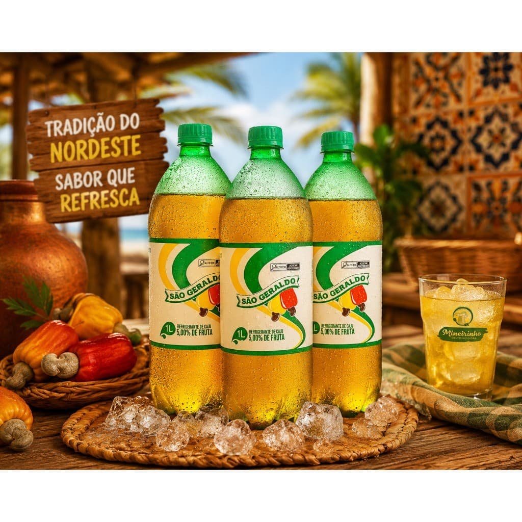 Cajuína São Geraldo 1L Fardo com 3 Unidades original