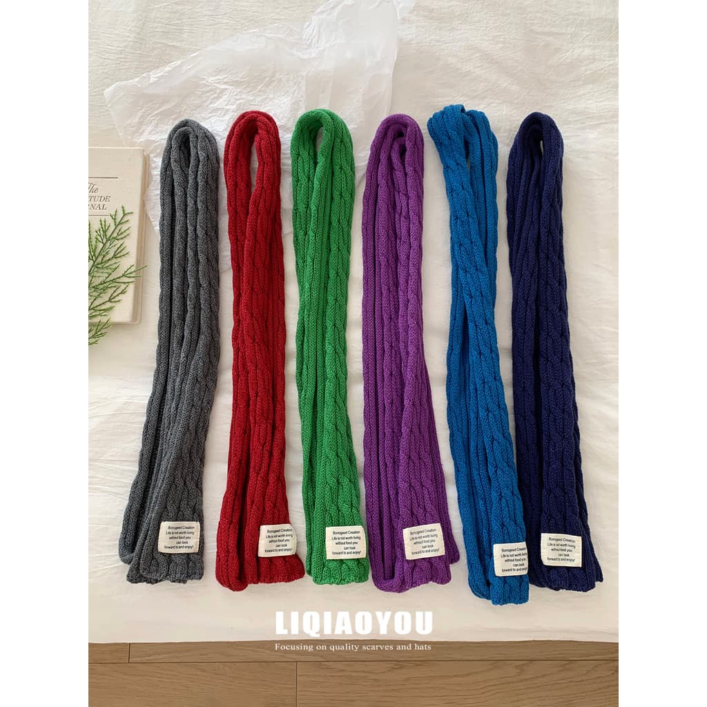 Li Qiaoyou Combinando Produto Único!Em camadas torção de malha magro listrado pequeno cachecol feminino outono inverno m