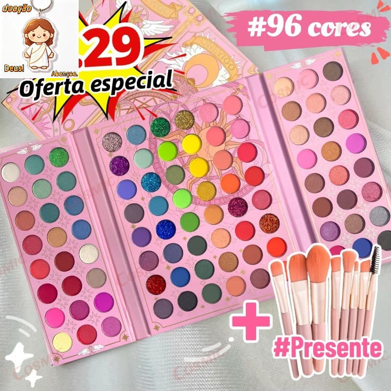 Paleta de sombras de anime Cardcaptor Sakura De Sombra De Olho Em 96 Cores Perolada/Fosca/Glitter/Longa