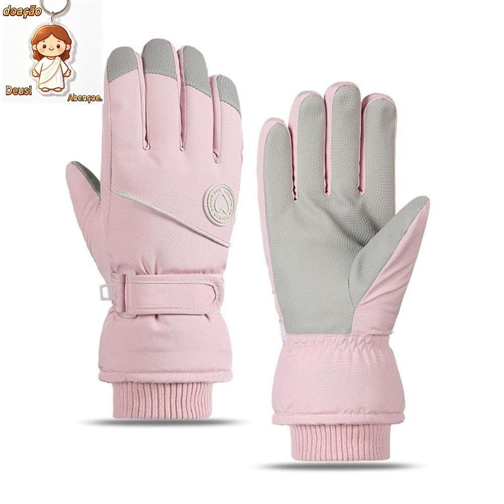 Luvas De Pelúcia Femininas , Esqui Impermeáveis Para Snowboard Com Tela Sensível Ao Toque Neve Quentes De Inverno