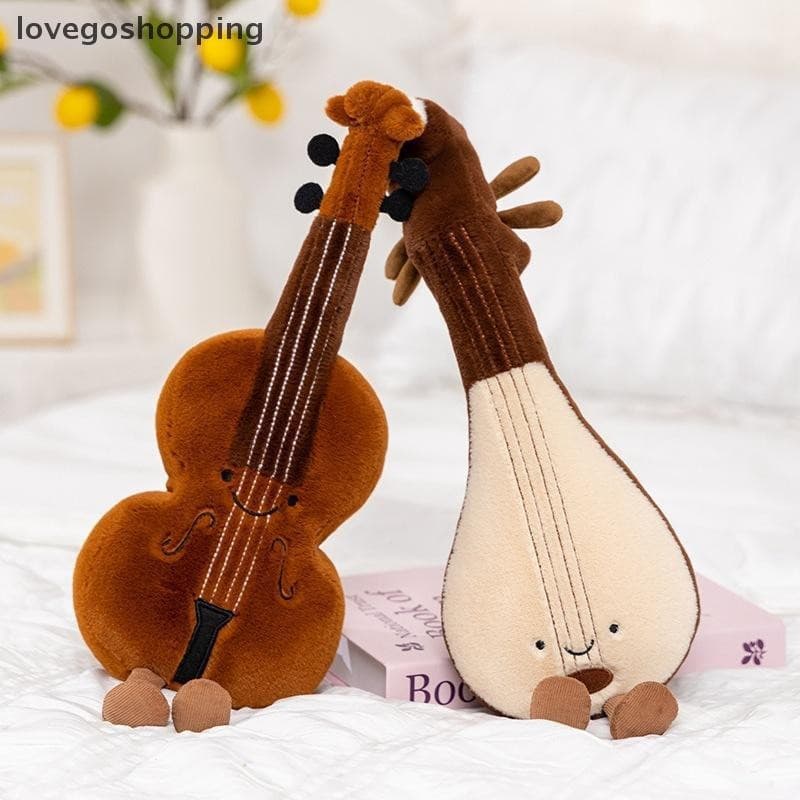 [lovego] Brinquedo De Pelúcia Musical Fofo Violino Guitarra Pipa Diapasão Nota Macio Boneca Desenho Animado Travesseiro