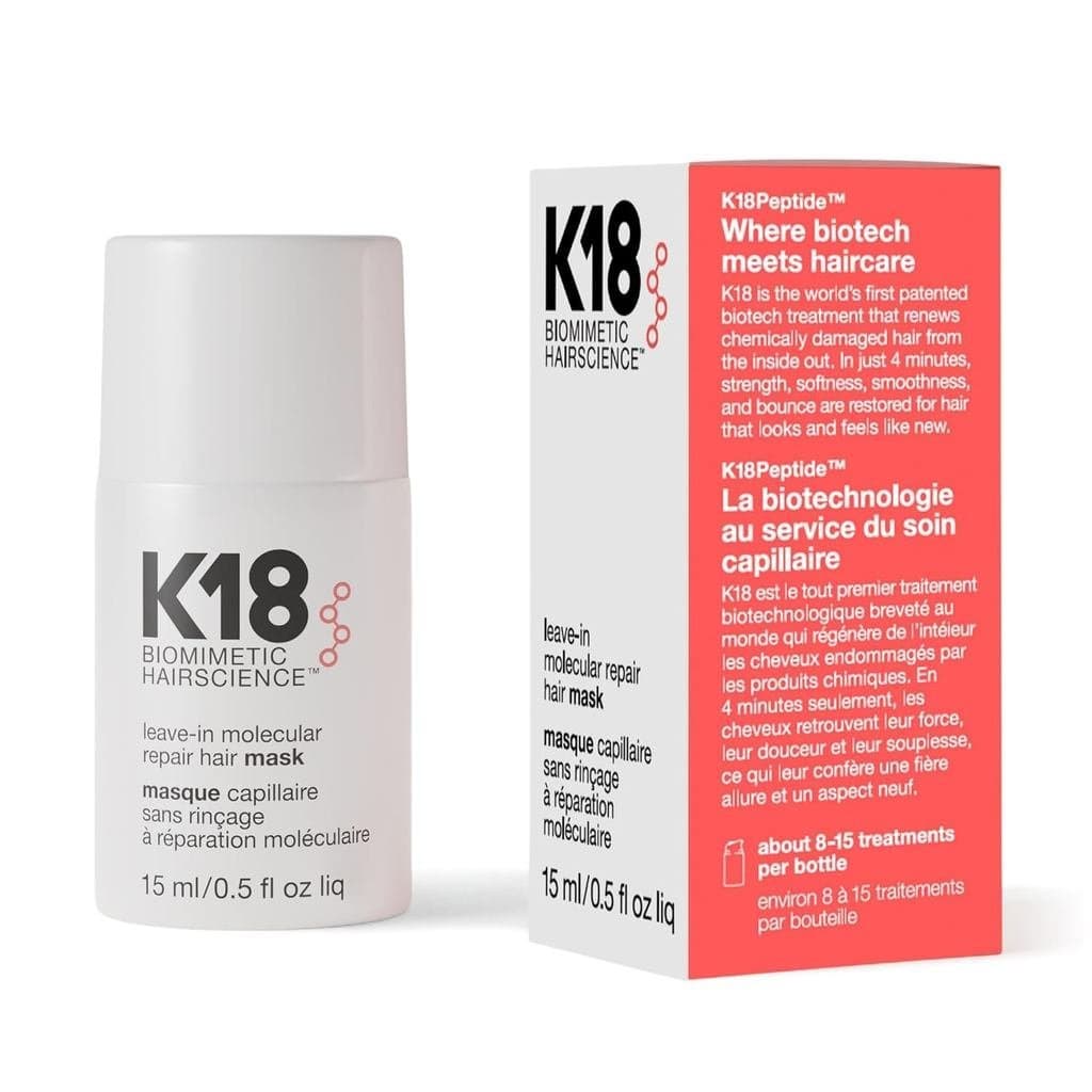 Máscara capilar reparadora molecular sem enxágue K18, um produto patenteado, proporciona reparação duradoura para cabelo