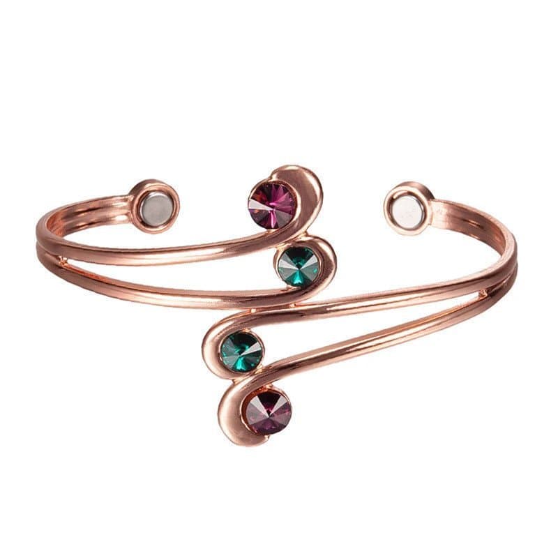 Pulseiras de Cobre Puro para Mulheres e Meninas, Braceletes Magnéticos Ajustáveis Irregulares, Saúde para Artrite, Zircô