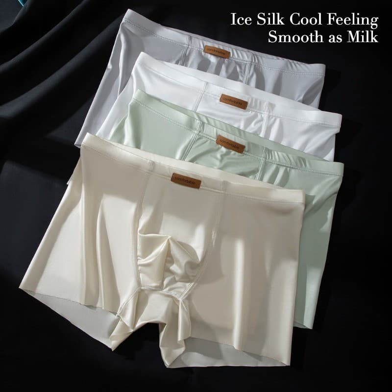 Roupa Íntima Boxer Masculina Com Pele De Leite De Seda Gelada KINGDAFA Sem Costura , Básica De Cor Sólida , Lelaki , Spe