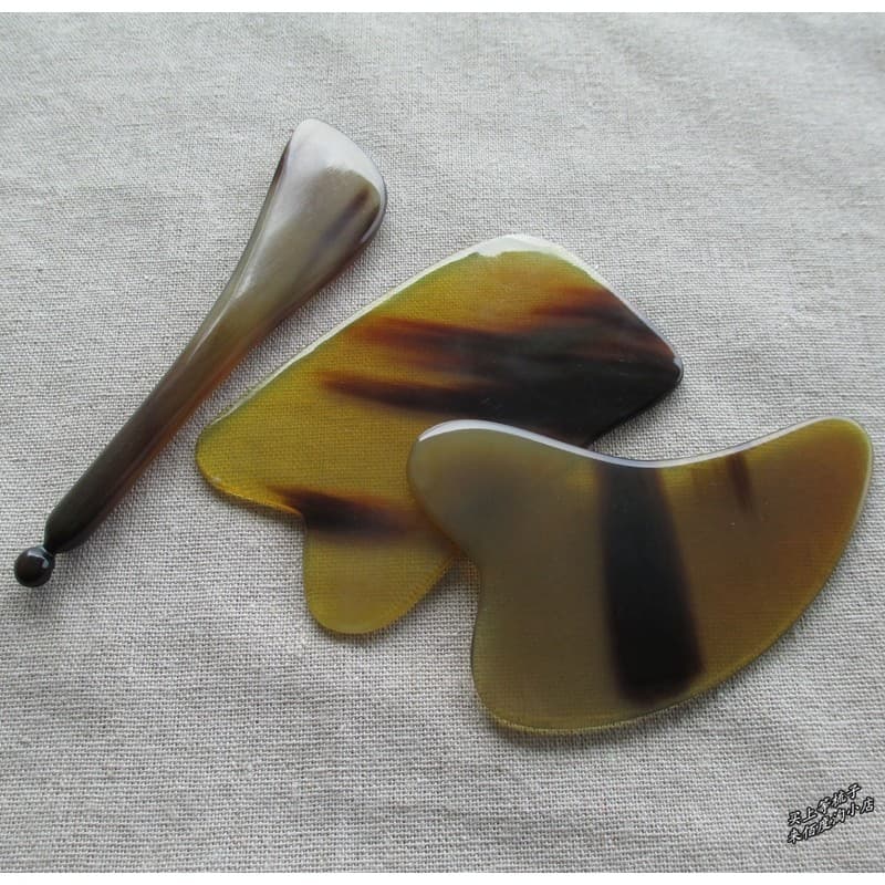 Placa Gua Sha feminino facial Natural chifre de búfalo desintoxicação facial dragagem linfática meridiano beleza tendão
