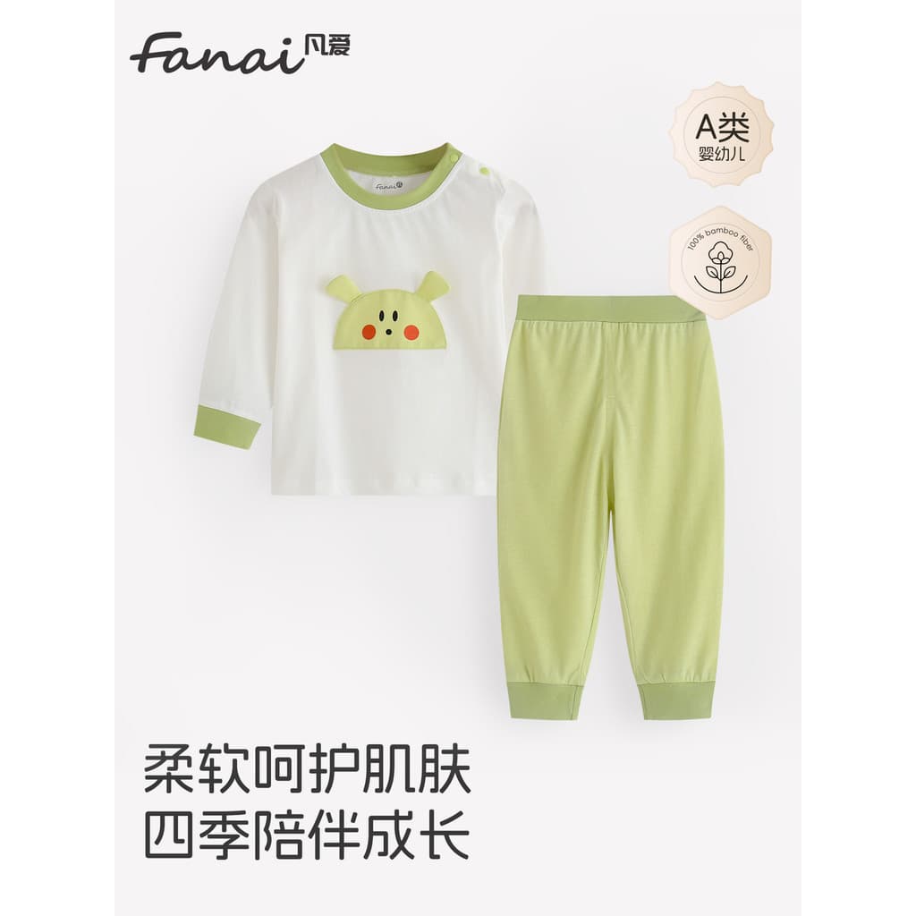 Qualquer bebê 2026 verão novo estilo Homewear terno estilo fino puro algodão ar condicionado roupas masculino feminino b