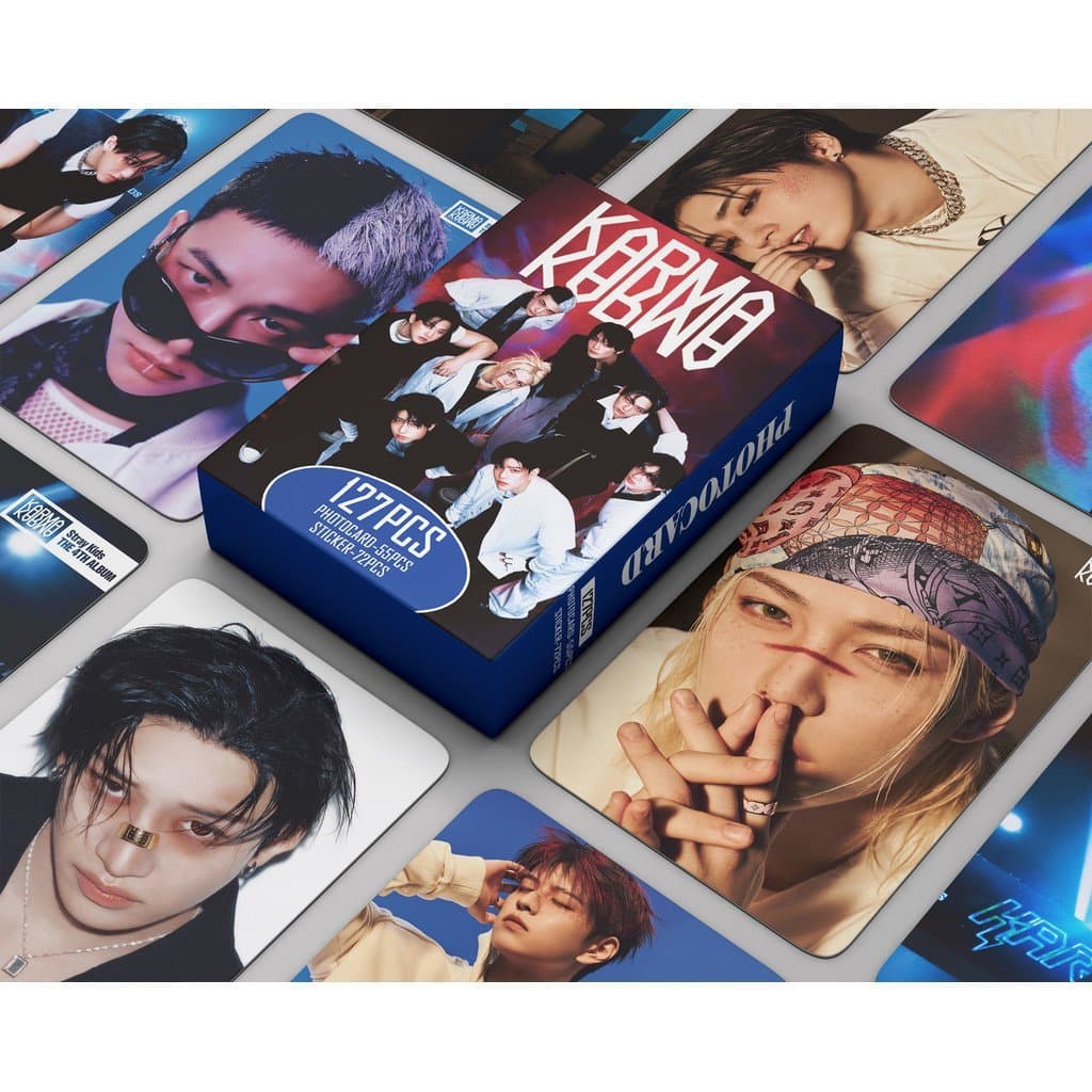 127 Pçs/Set KPOP Ídolo Stray Kids KARMA LOMO Série De Cartões Postais Para Fãs (55 + 72 Adesivos)