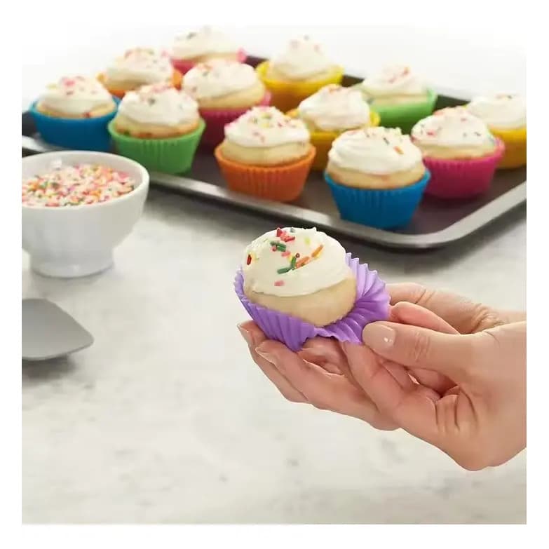 Kit 12 Mini Formas Silicone Cupcake Bolinhos