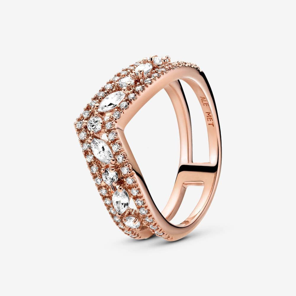 Anel Espumante Marquise Duplo Wishbone De Ouro Rosa