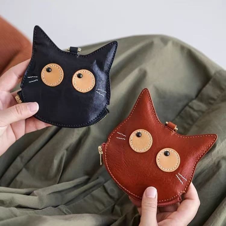 JH estoque pronto Retro senhoras colar saco moeda bolsa dos desenhos animados gato bonito saco fone de ouvido moeda Mini