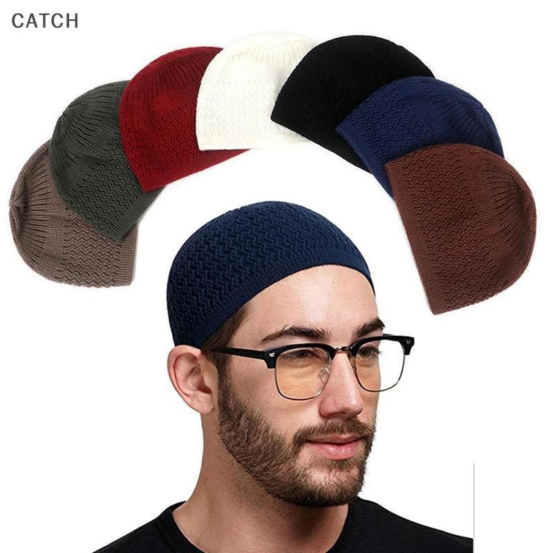 Capture Casual Malha Muçulmano Masculino Chapéus De Oração Inverno Quente Gorros Boné Islâmico Ramadan Você