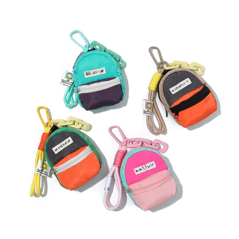 T na moda contraste cor saco de escola estilo crianças pequeno saco bonito menino moeda bolsa Halter fone de ouvido saco