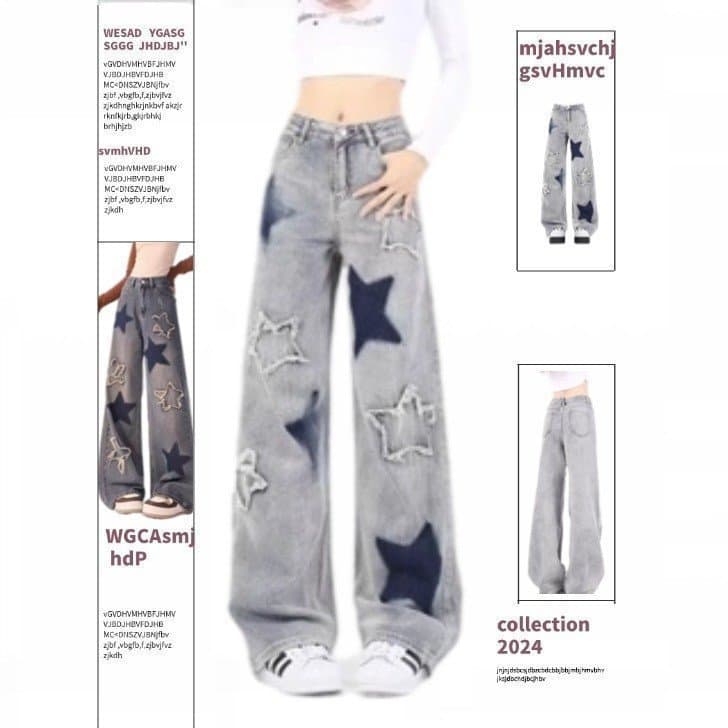 Calças Jeans Estilo Americano para Mulheres, Corte Solto, Perna Reta, Cintura Alta, Moda Casual, Calças Compridas