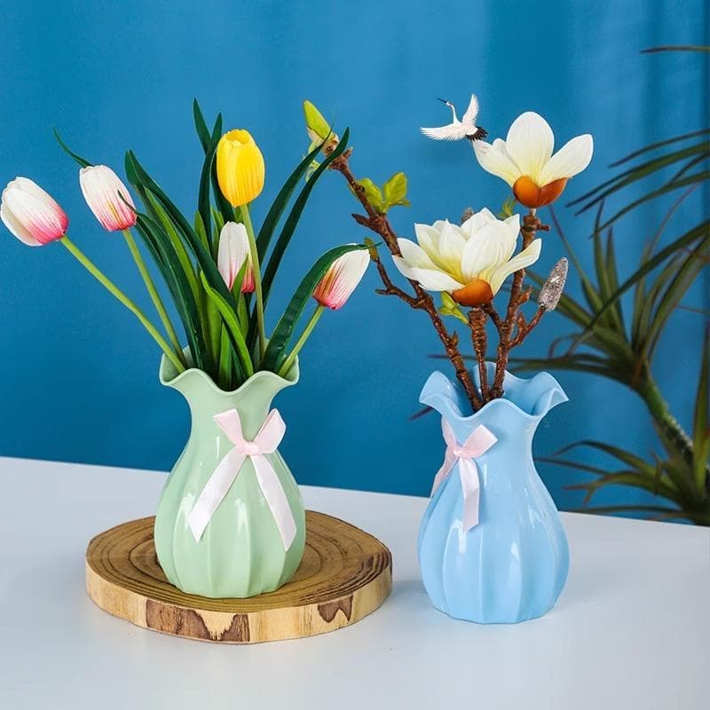 Vaso de plástico pode armazenar água estilo nórdico sala de estar de alto valor flores secas arranjo de flores resistent