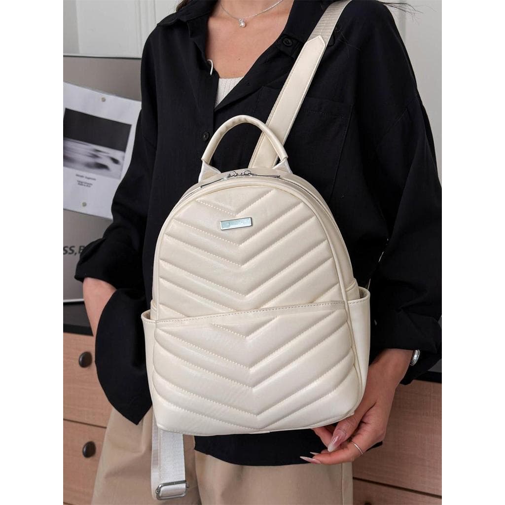 Muzi rua mochila de couro macio feminino 2026 verão novo estilo simples Casual losango leve cor sólida textura mochila