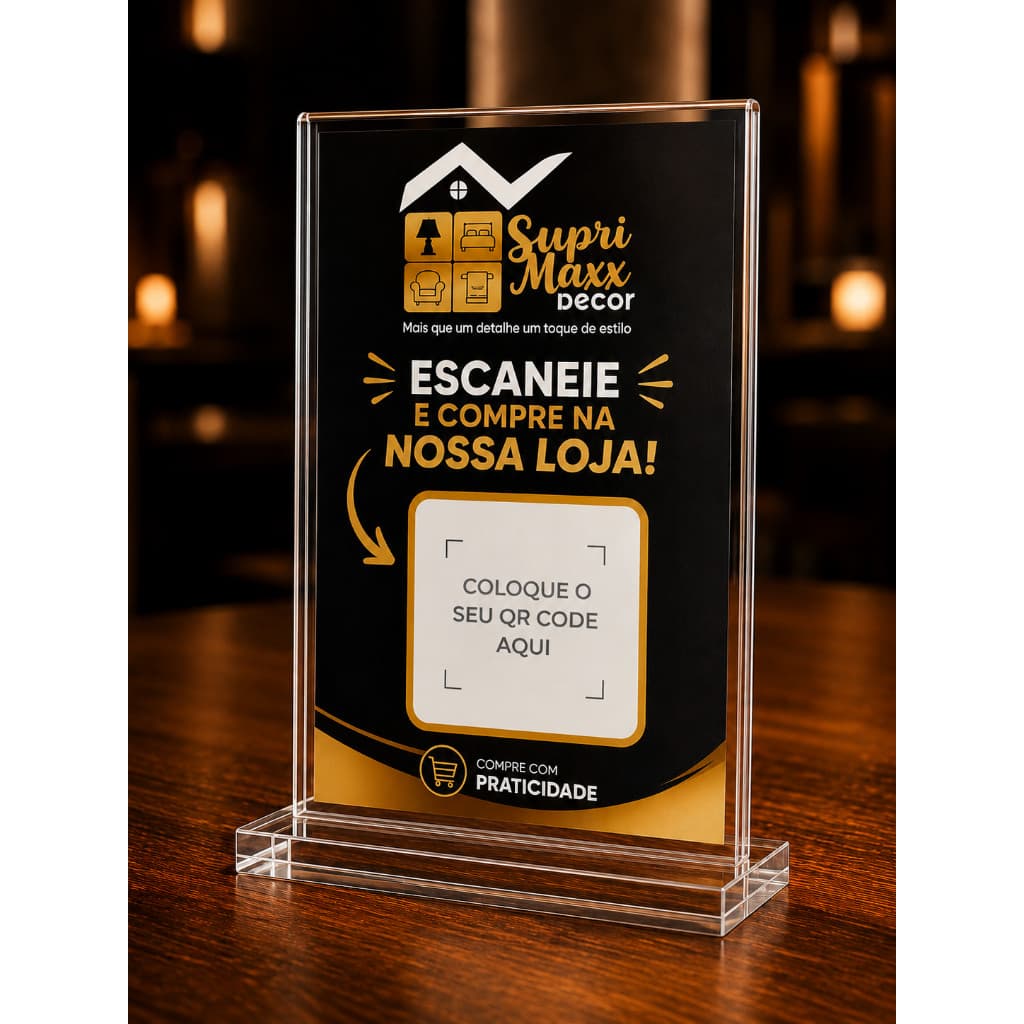 Expositor Acrílico A5 3mm Cristal Transparente para Mesa Balcão e Recepção