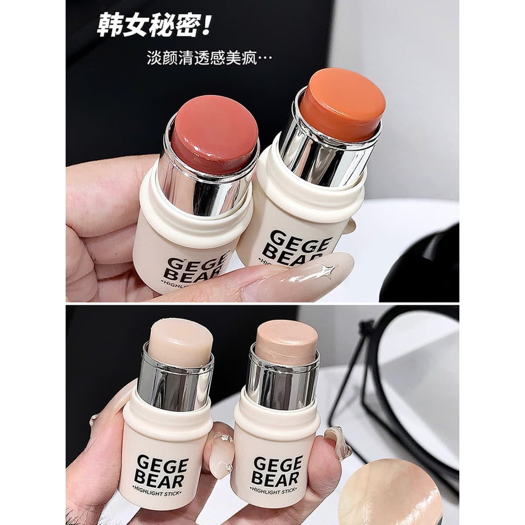 Estilo coreano água-pense iluminador água-brilhante pele clara Natural rosto brilho Blush dupla utilização contorno vara