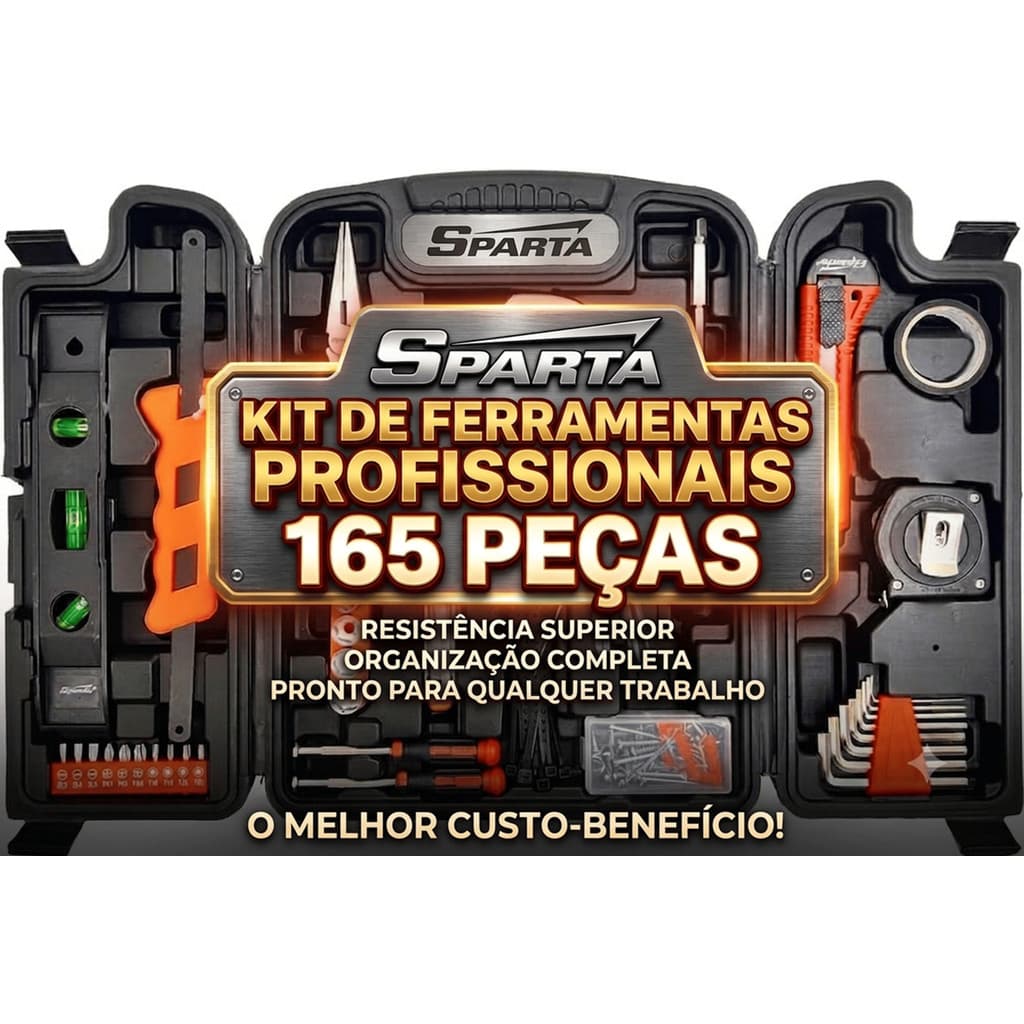 Maleta de Ferramentas Sparta 165 Peças Kit Completo Chaves Alicates Soquetes