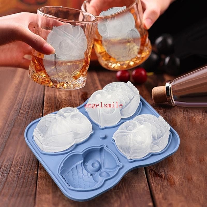 4 Cavities Owl Shape Silicone Cake Molds For Making Chocolate Freezing Drinks