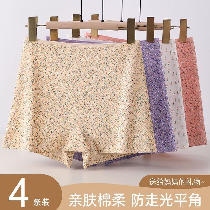 Algodão puro senhoras de meia-idade mães idosas Anti-reflexo dois-em-um roupa interior boxer cintura alta tamanho grande