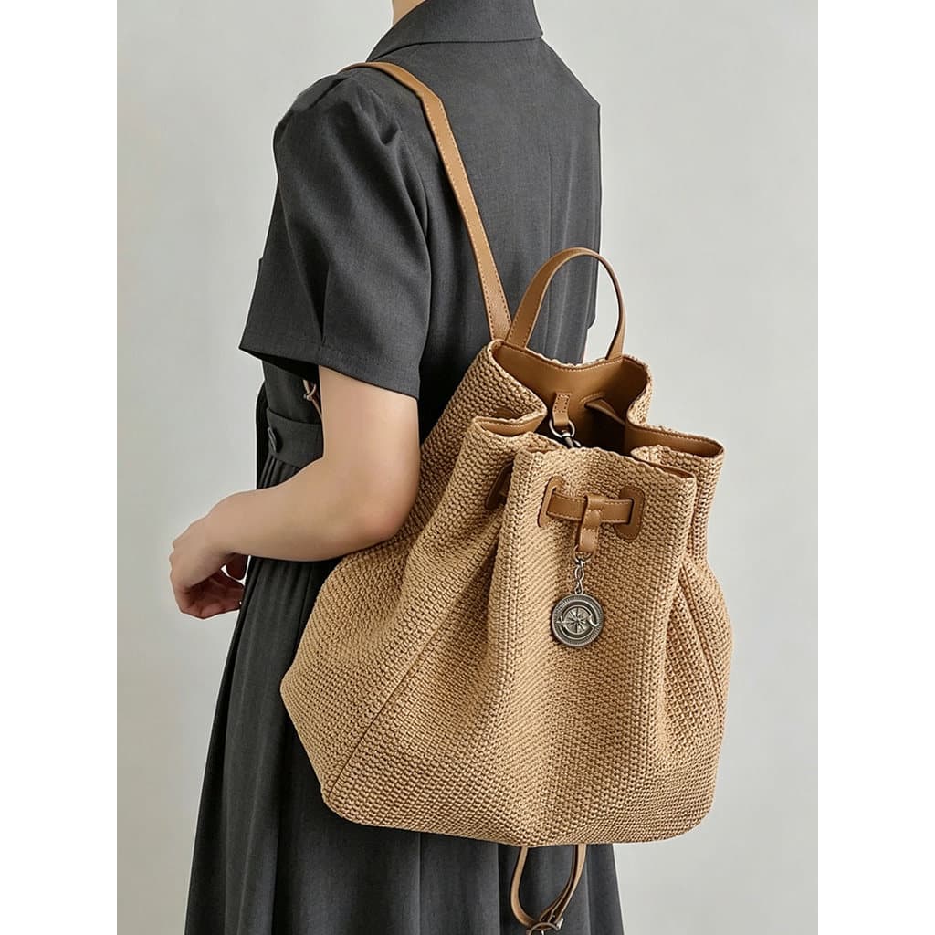 Mochila de tecido feminina 2026 novo estilo grande capacidade Commuter mochila de alta qualidade All-Match leve cordão m