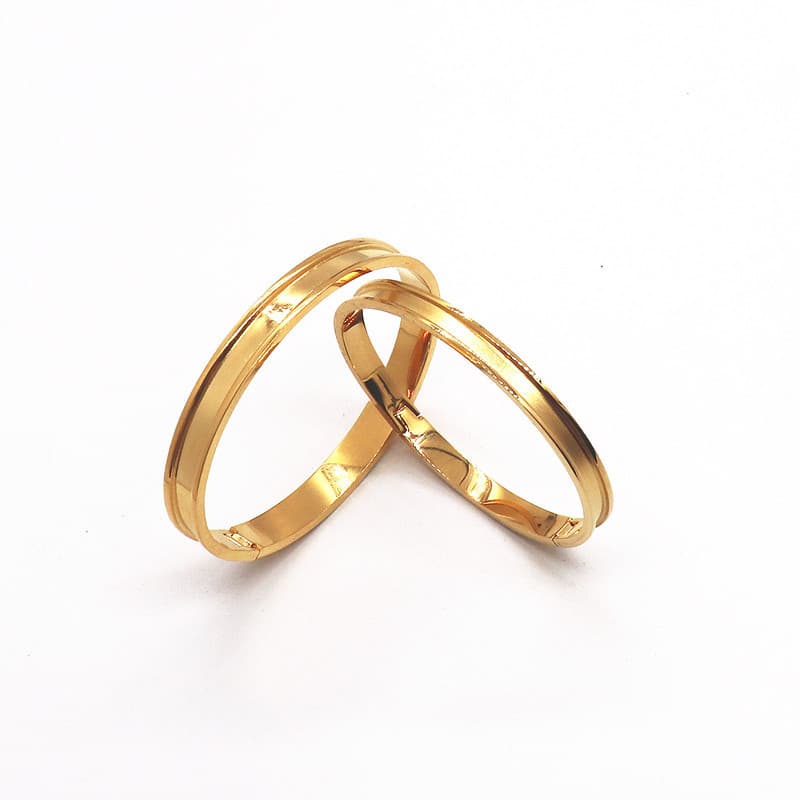 Pulseira com fecho de aço titânio, base de pulseira personalizada com ranhura revestida de couro, elegante e personalizá