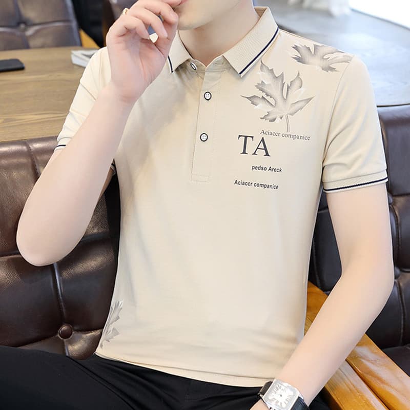 [Algodão puro] lapela manga curta camiseta masculina 2026 verão novo estilo respirável Casual camisa Polo superior camis
