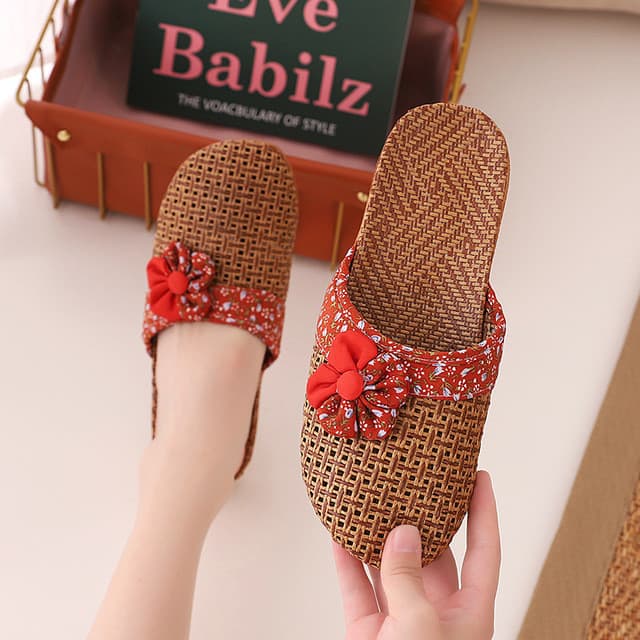 Baotou pequena flor respirável linho Rattan palha esteira tecido interior de sola grossa antiderrapante mudo masculino f