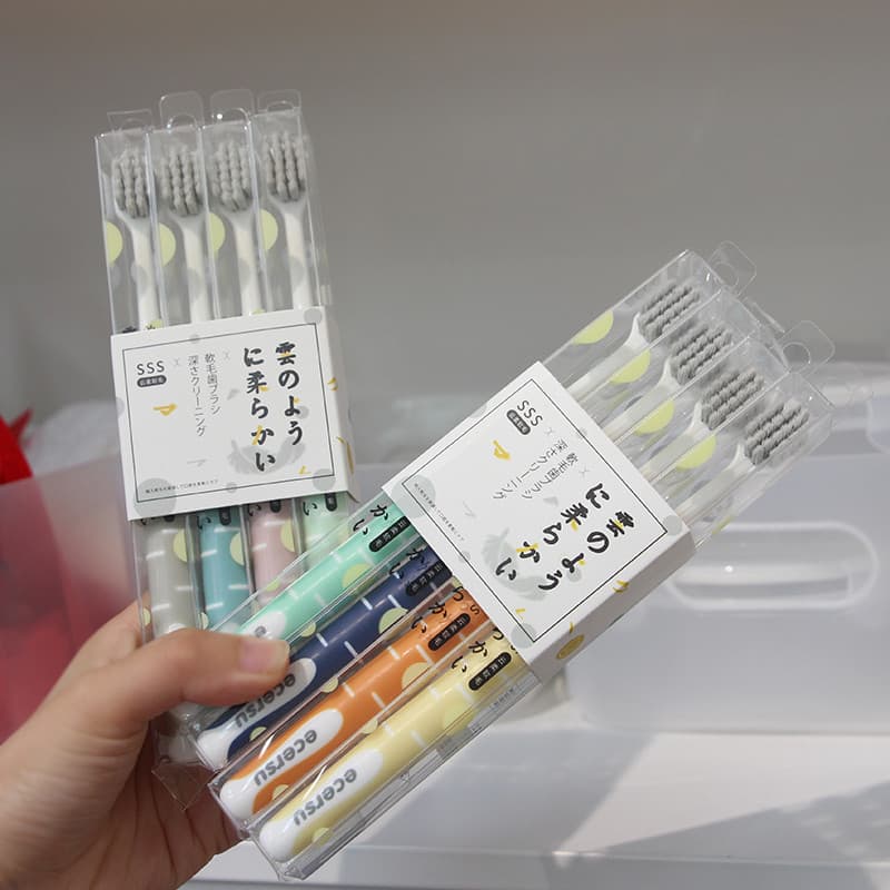 Escova de dentes antibacteriana 4 peças pacote ins estilo adulto cabeça larga ultrafina cerdas macias limpas gengivas se