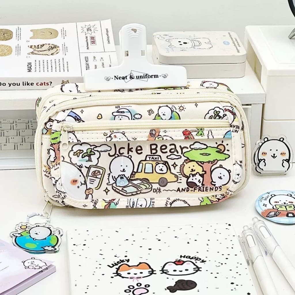 Estojo Para Caneta De Grande Capacidade Lápis De Urso De Piada De Papelaria flip-top Bolsa De Cosméticos Prêmios Present