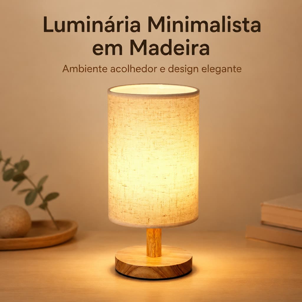 Abajur De Mesa Em Tecido Cilíndrico Luminária Decorativa Bivolt Para Quarto Sala De Estar Iluminação