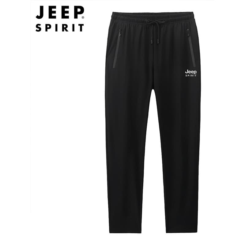 Calça Casual masculina JEEP SPIRIT solta tamanho grande na moda preta elástica All-Match calça esportiva com cordão