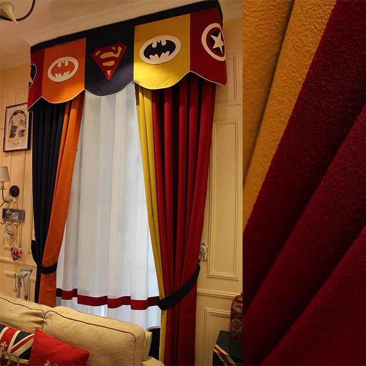 Cortina de quarto infantil de desenho animado mediterrâneo americano, tecido para meninos, janela saliente, estudo, quar