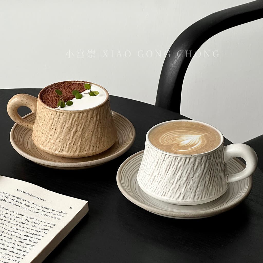 Copo de cerâmica com padrão de pedra, xícara de café com leite, pires, conjunto de copo Sawada, caneca, sensação de cint