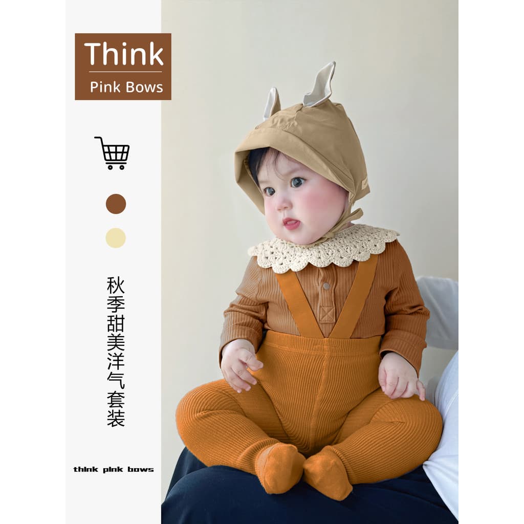 Bebê Outing roupas primavera estilo ocidental macacão bonito macacão bebê primavera terno de manga comprida macacão de b
