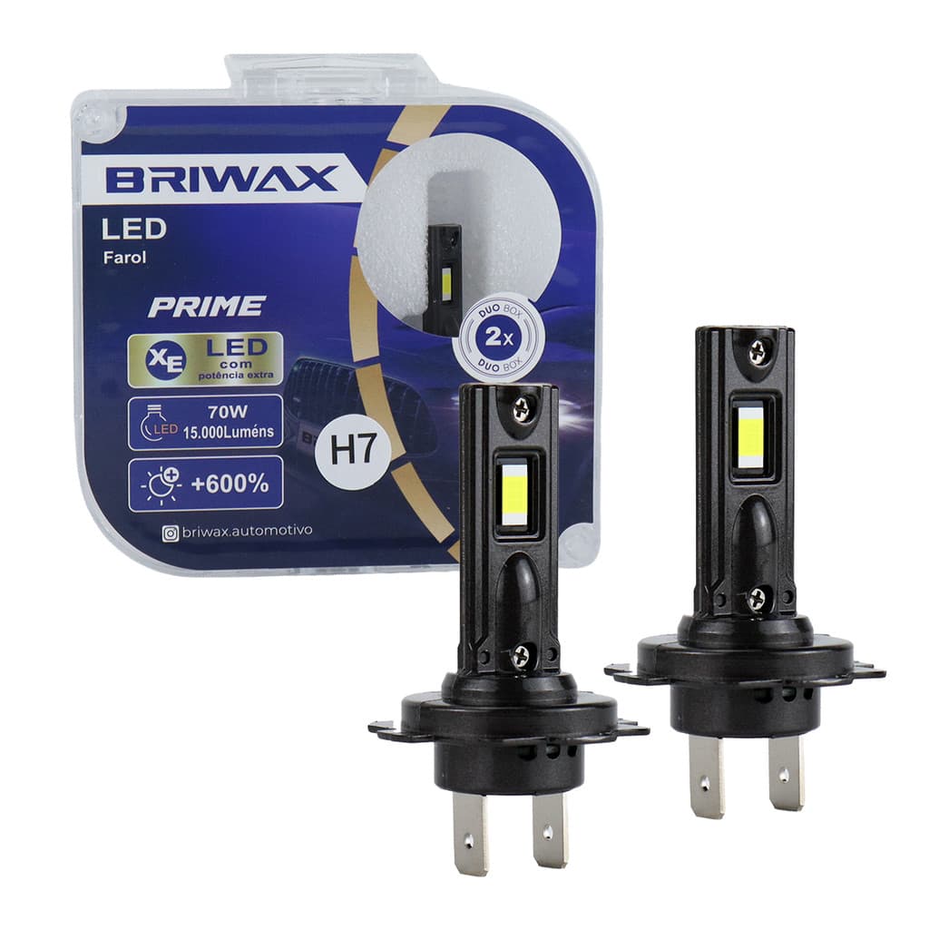 Par Lampada Led H7 Super Forte 15000Lm 6500K Prime Led Briwax VW Jetta Civic Corolla Cruze Audi A3