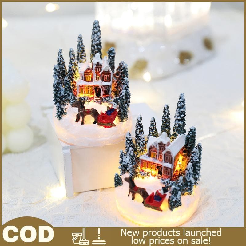 Natal LED Luz Ornamentos Santa Castelo Neve Casa Artesanato Luminoso 2025 Ano Novo Presente Do Miúdo Festa De Decoração