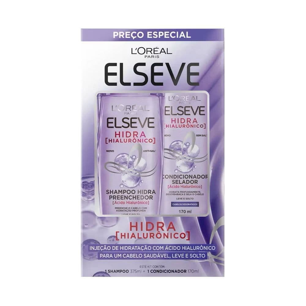 Kit Shampoo + Condicionador Elseve Hialurônico 375ml L'Oréal Paris Hidratação Profunda Preenchimento Capilar