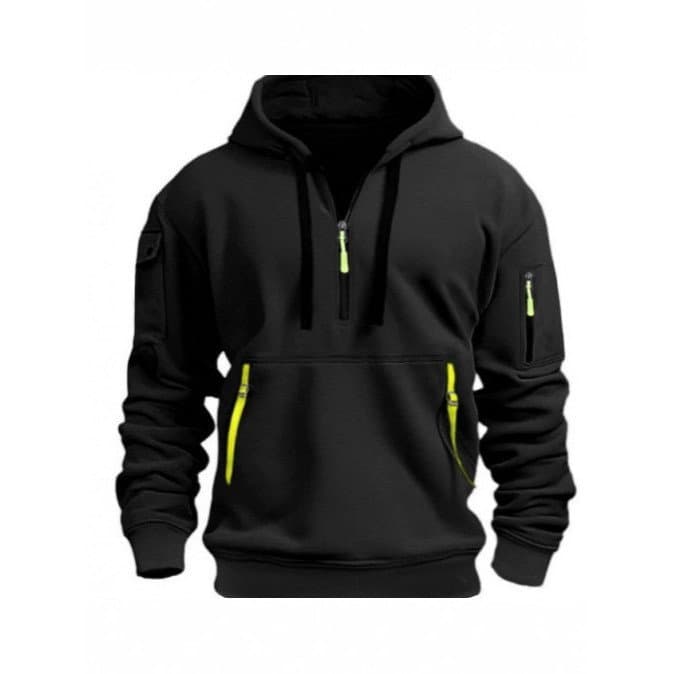 Cross-Border tamanho europeu outono inverno masculino Casual esportes zíper braço bolso moletom moda forro de lã capuz