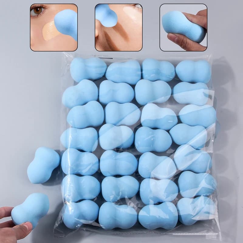 Conjunto de 10 Peças de Ferramentas de Maquiagem Facial FWML, Esponja Grande Azul Celeste Macia, Aplicadores Cosméticos