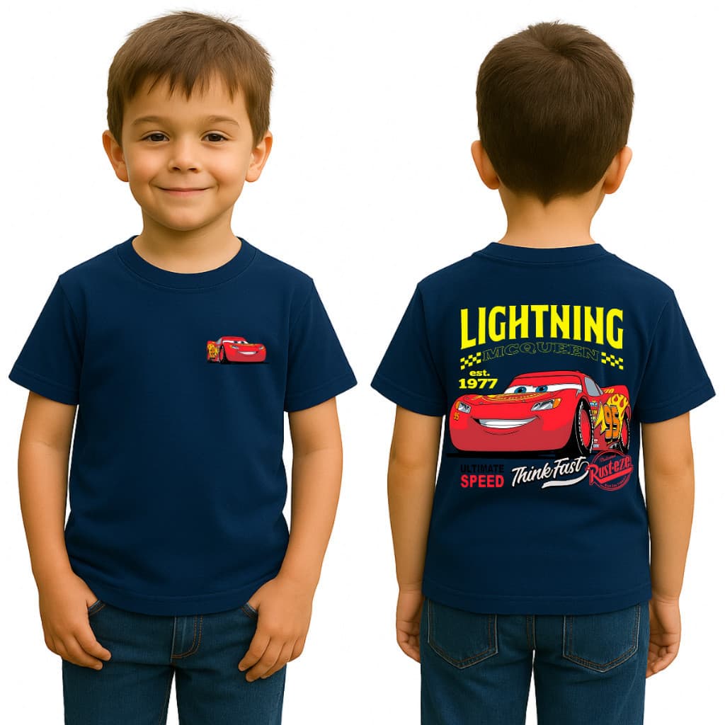 Camiseta Infantil 100% algodão Streetwear Relâmpago Mcqueen Camisa Menino Menina Carros