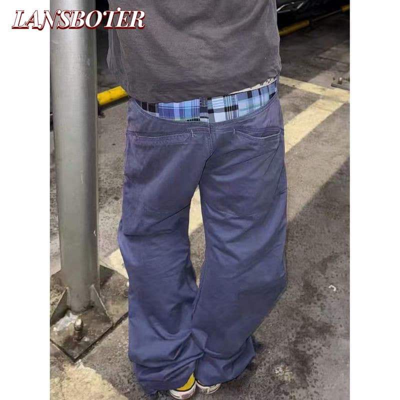 Roupa De Trabalho De Faca Curva Impressa Com Emenda Retrô De Rua Masculina E Feminina
