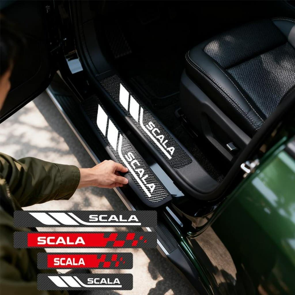 Kit 4 Peças Antiarranhão Protetor De Soleira De Porta Automotiva Acessórios Para Carro For Skoda Scala Monte Carlo