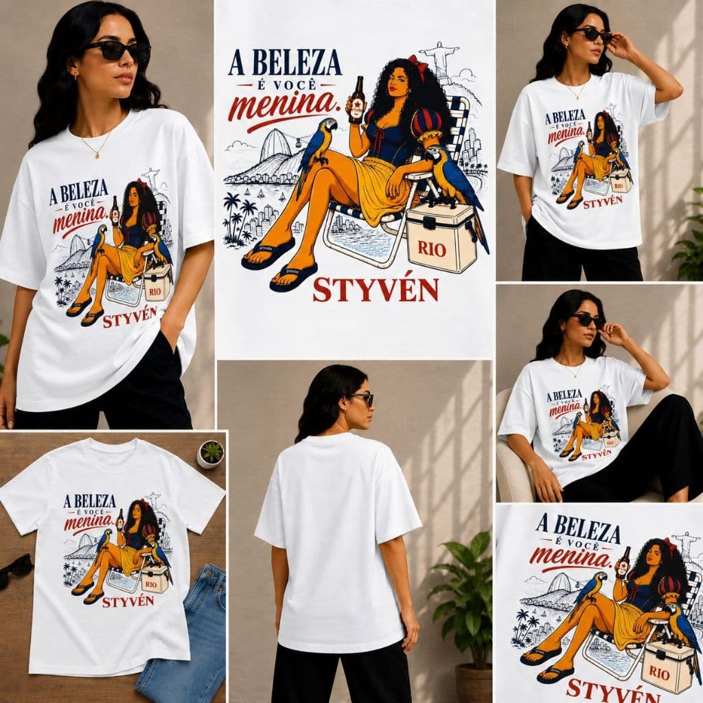 Camiseta Feminina T-Shirt A Beleza É Você Menina Rio 100% Algodão Moda Casual Fashion