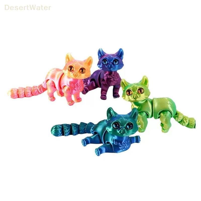 < DesertW > Brinquedos Para Gatos Impressos Em 3D , Estatuetas Realistas Sem Pêlos Com Articulações Móveis , Presentes D