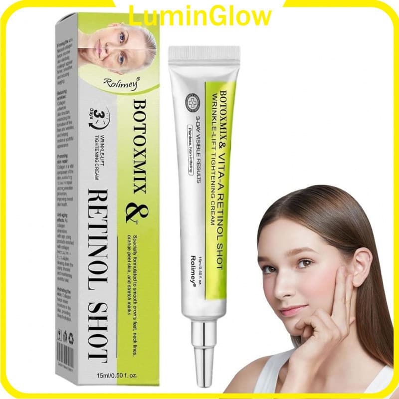 [LuminGlow] Creme reafirmante antirrugas de retinol para desintoxicação nas costas e vitamina A, contém loção corporal P